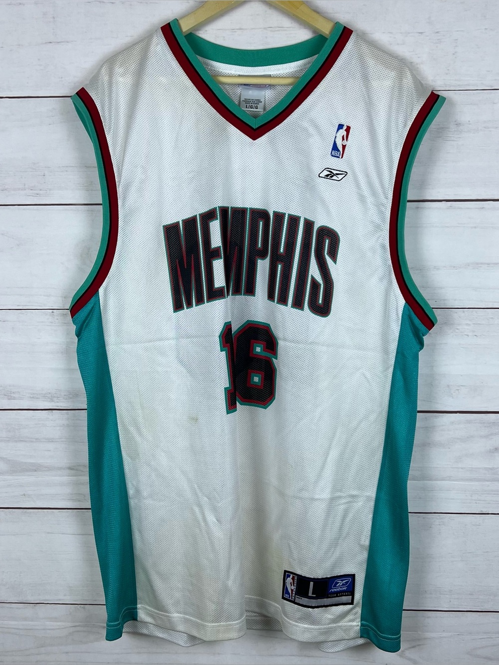 Vintage Y2K Pau Gasol Memphis Grizzlies Reebok Mens Jersey Large White NBA